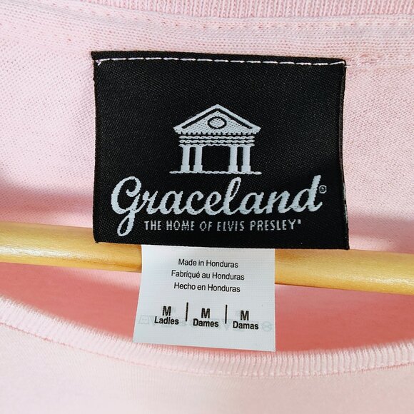 Graceland Women's Medium Elvis Presley 2018 Pink T-Shirt NWOT - Picture 4 of 8
